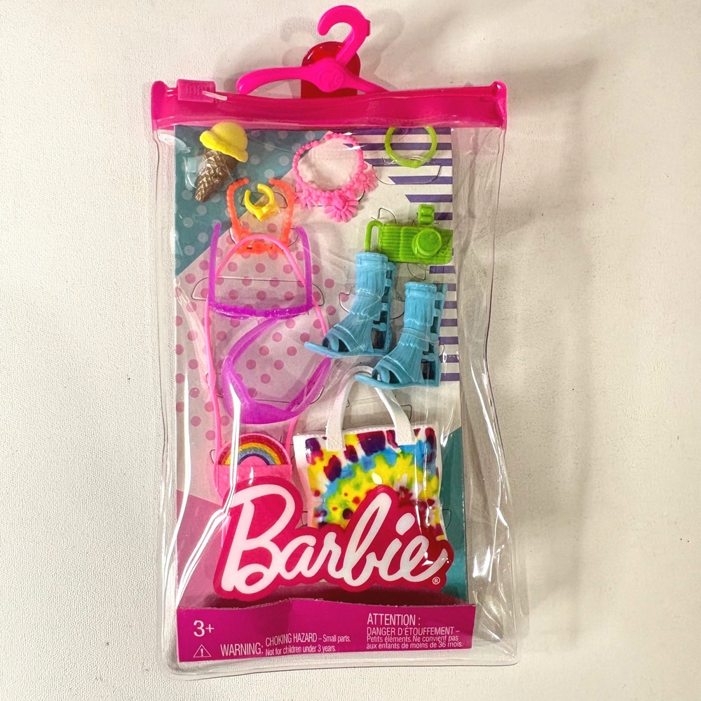 Barbie Accessory Pack Tie Dye Tote Blue Boots Camera Ice Cream GWC28 HBV43 NEW